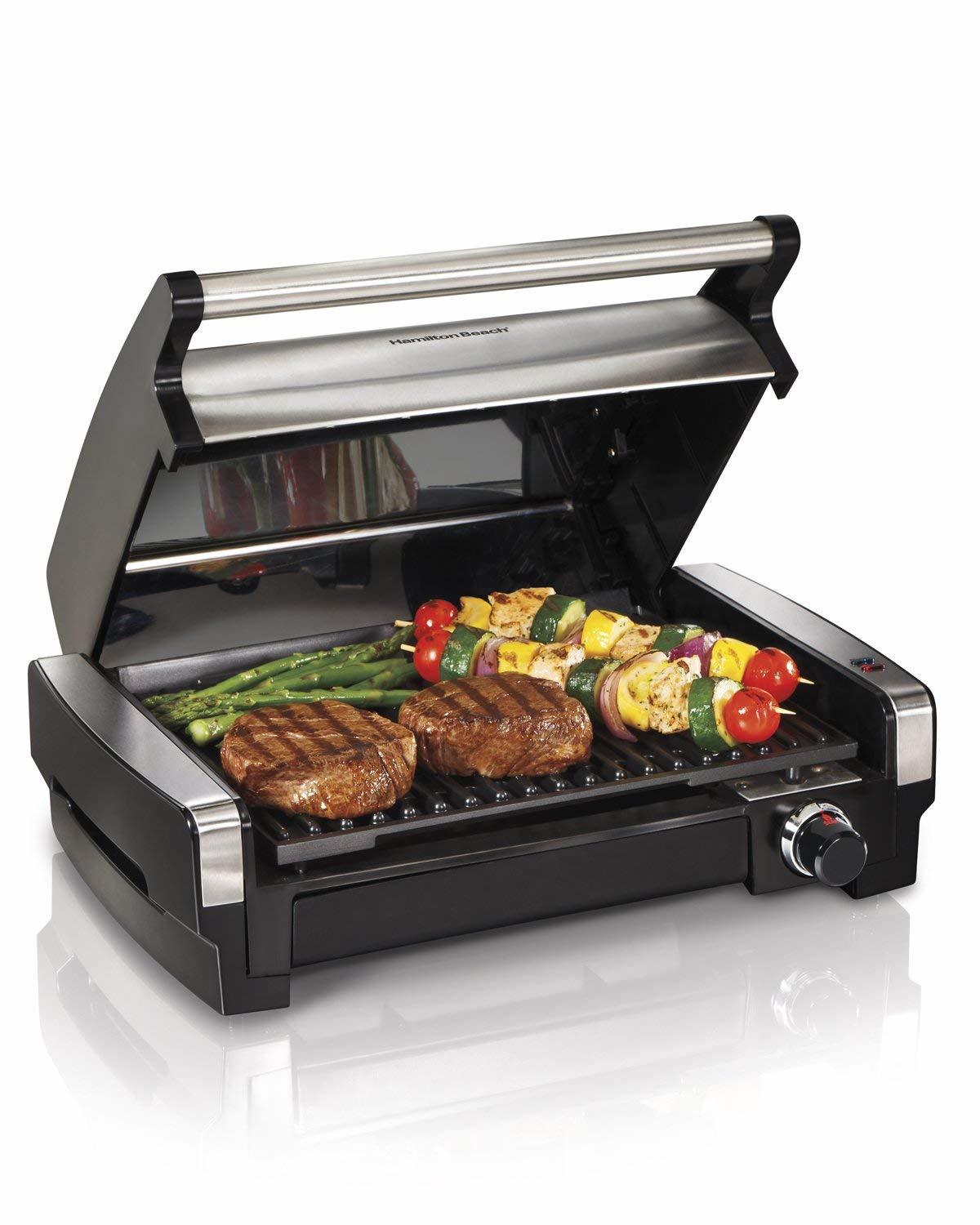 Hamilton Beach Electric Smokeless Indoor Searing Grill with Removable Plates, One Size, Brushed Metal $45 dollars off that’s 51%