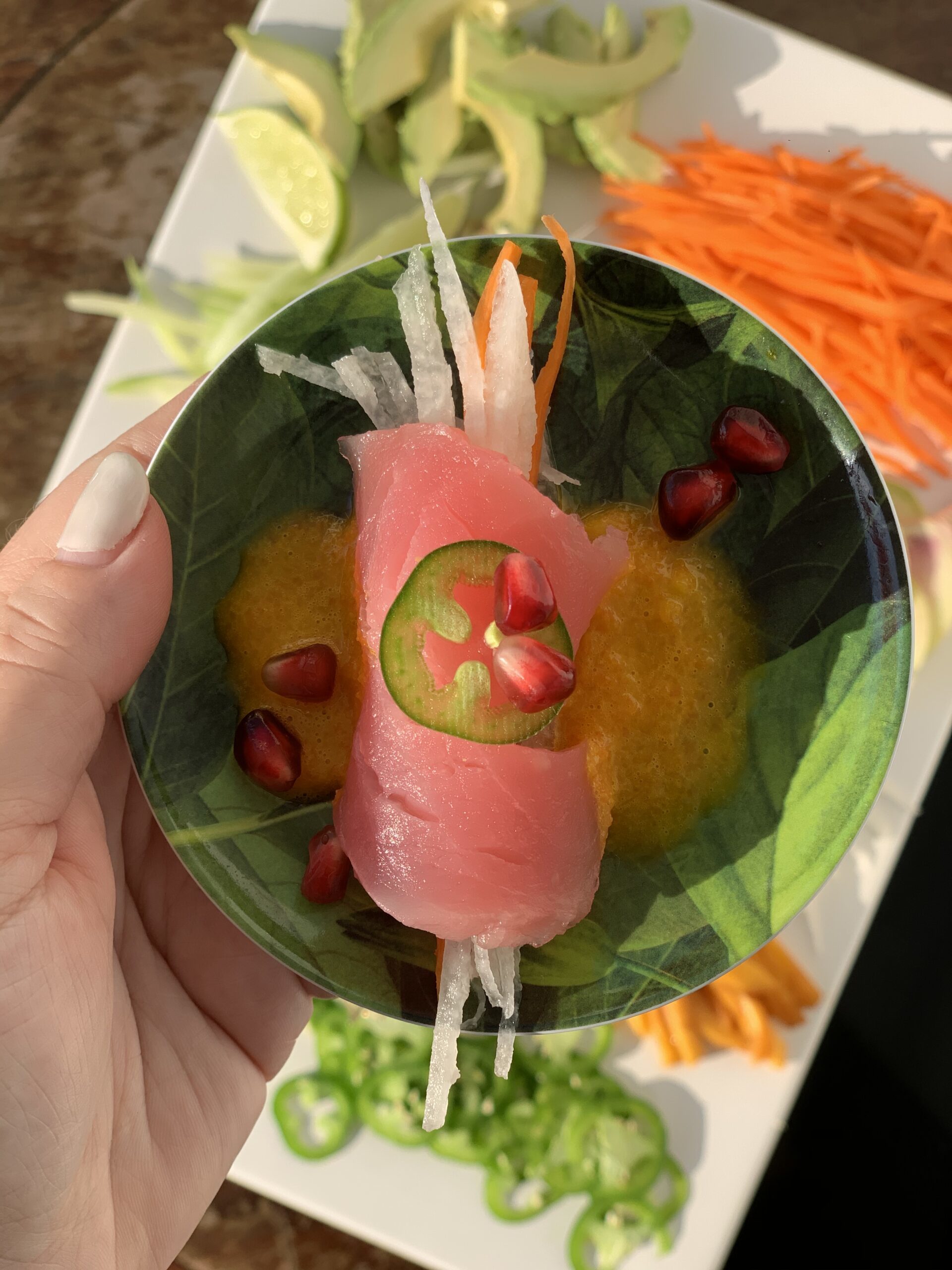 Tuna with Carrot Ginger Dipping Sauce by Reena Goldberger|@ReenaGoldberger