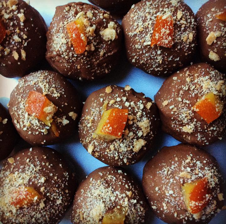 No Bake Candied Orange Chocolate Cheesecake Truffles by Batya Brandwein|@Baked.by.Batya