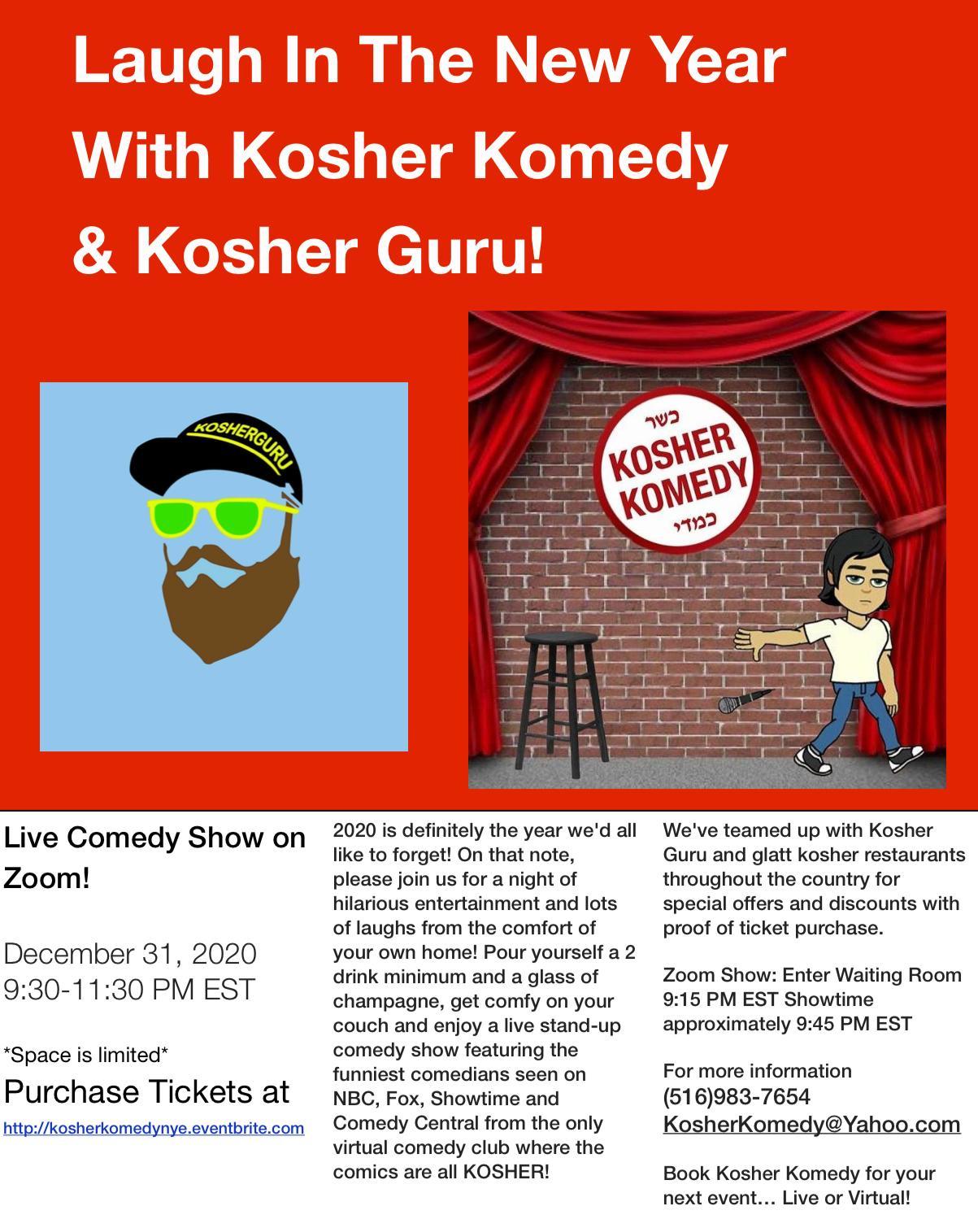 New Years Eve virtual event with Kosher Komedy