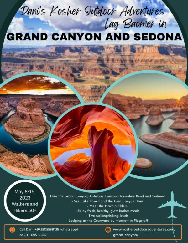 Walk and hike in the Great Canyons of Arizona on the Jumbo-Combo Trip with Dani’s Kosher Outdoor Adventures